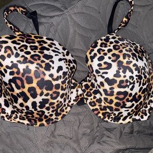 Pearl Leopard Print Bra - Black and Brown